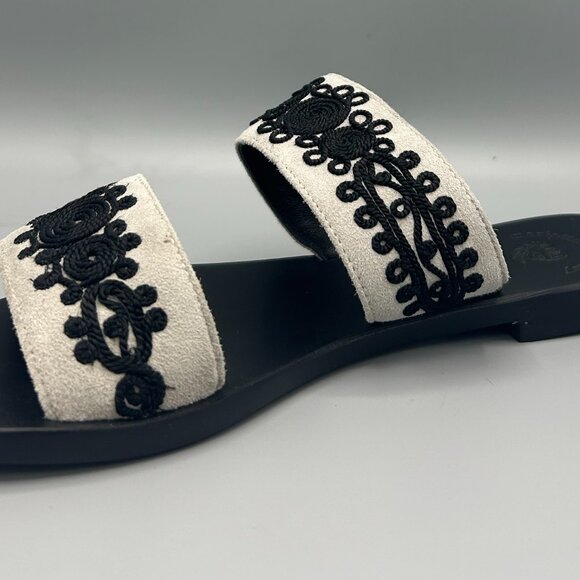 Grey Embroidered Leather Sandals - Picture 2 of 4
